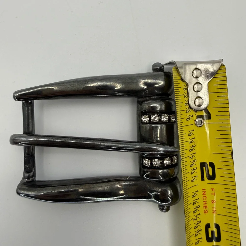 Vintage Emporio Armani Belt Buckle Gunmetal Rhinestone  Made in Italy